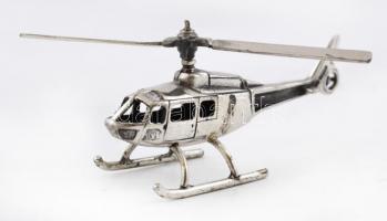 Ezüst(Ag) miniatűr helikopter, jelzett, 8×3 cm, nettó: 18,3 g
