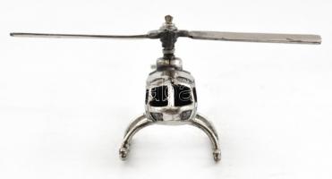 Ezüst(Ag) miniatűr helikopter, jelzett, 8×3 cm, nettó: 18,3 g