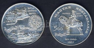 1990. 500Ft Ag + 500Ft Ag "Mátyás király" pár T:BU