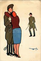 Humoros magyar katonai lap. Kiadja Bruck Mihály / WWII Hungarian military art postcard s: Magyarász (EK)