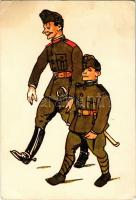 Humoros magyar katonai lap. Kiadja Bruck Mihály / WWII Hungarian military art postcard (EK)