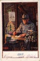 1916 A K.u.K. hadsereg katonája 1915 karácsonyán / WWI Soldier of the Austro-Hungarian K.u.K. Army, Christmas s: Kuderna + K.u.K. Ulanen Regiment No. 2. 6. Eskadron K.u.K. FELDPOSTAMT 25