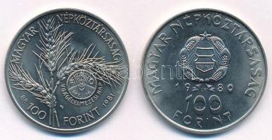 1980. 100Ft Ni "Szovjet-magyar közös űrrepülés" + 1981. 100Ft Ni "FAO I. - Világélelm...