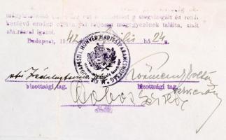 1917 K.u.K. német nyelvű, katonai oklevél másolata a bátor viselkedésért. Pecséttel, kis szakadásokk...