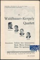 1933 Koncert Rt. Hangversenyvállalat koncertfüzete, Waldbauer-Kerpely Quartett (Dohnányi, Molinari, Vera de Villiers, stb.)
