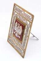 cca 1945 Lengyelország címere. Aranyozott ezüst keret, gilosált díszítéssel, tűzzománc címerképpel. ...