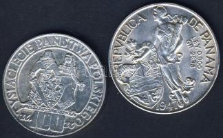 Lengyelország 1966. 100Zl Ag "Millenium" T:2 + Panama 1947. 1B Ag "Vasco Nunez de Balboa" T:2+
