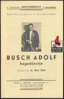 1935 Koncert Rt. Hangversenyvállalat műsorfüzete, Busch Adolf hegedűestje, Dohnányi, Guila Bustabo, Rubinstein Artur, stb.