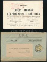 cca 1910-1930 Erdélyi magyar képzőművészeti kiállítás, EKE, Erdélyi Kárpát Egyesület meghívó és levélboríték