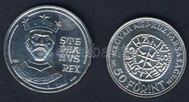 1972. 50Ft Ag + 100Ft "Szt.István" pár T:BU
