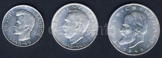 1948. 5Ft+10Ft+20Ft Ag "Petőfi, Széchenyi, Táncsics-Szabadságharc" sor T:2 egyiken ph