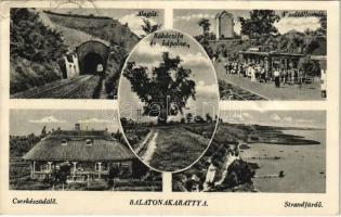 1942 Balatonakarattya, cserkészüdülő, vasúti alagút, strandfürdő, Rákóczifa, kápolna, vasútállomás (EK)