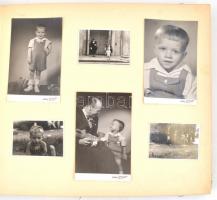 cca 1940 Okolitsy Szabó Zoltán hímzett, vászon, sérült fotóalbuma, családi életképekkel, közte berag...