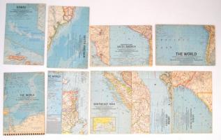 1960-1965 9 db National Geographic térkép (South America, Hawaii, The World, Japan and Korea, stb., stb.)