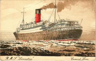 RMS Lancastria. British Cunard Line ocean liner art postcard s: Rosenvinge