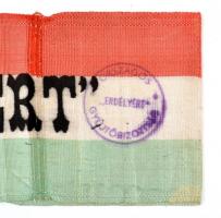 cca 1930 Erdélyért Országos Gyűjtőbizottság nemzeti szín szalag pecséttel. 40 cm