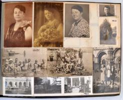 cca 1895-1980 Balogh, Kőszeghy, Szedessy, Cseh, Csuka, Békeffy családok fotóalbuma, 56 p teleragaszt...