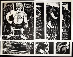 Derkovits Gyula (1894-1934): 7 db fametszet 33x30cm (egyiken kis szakadás)