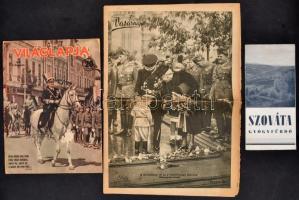 cca 1940 3 db Erdélyi témájú nyomtatvány: Képes Hírlap, Tolnai: Erdélyi bevonulás képei. Szováta gyógyfürdő képes leporelló