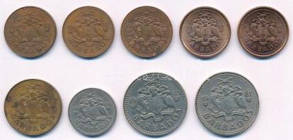 Barbados 1981-1986. 1c Br (5xklf) + 1982. 5c sárgaréz + 1980. 10c Cu-Ni + 1980-1981. 25c Cu-Ni (2x) ...