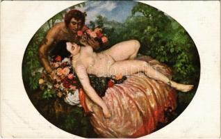 Schöner Sommer / Le bel Eté / Erotic nude lady art postcard. Salon 1912. 551. s: Caro Delvaille (EK)