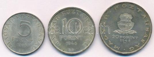1948. 5Ft Ag "Petőfi" + 10Ft Ag "Széchenyi" + 20Ft Ag "Táncsics" &quot...