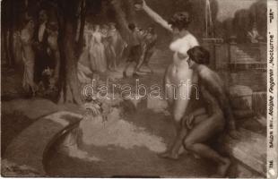 Nocturne / Erotic nude lady art postcard. Salon 1911. J.K. 736. s: Adolphe Faugeron