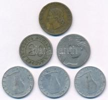 Olaszország 1894R 20c Cu-Ni + 1912. 20c Ni + 1952-1955. 5L Al (3xklf) + 1958. 20L Al-Br T:2-,3
Ital...
