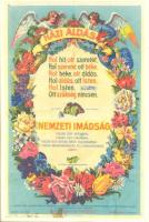 1928 Házi áldás a Magyar Hiszekegy szövegével, irredenta motívumokkal. 30x45 cm Üvegezett keretben