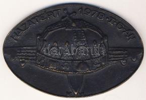 1978. "Hazatért-Szent Korona" ovális Br kisplasztika T:2