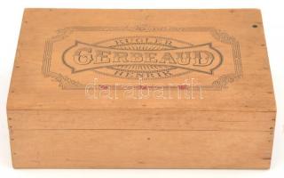 Gerbeaud Kugler régi fa doboz, enyhén kopottas állapotban, 15x23,5x7,5 cm