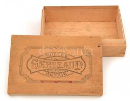 Gerbeaud Kugler régi fa doboz, enyhén kopottas állapotban, 15x23,5x7,5 cm