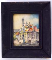 Háry jelzéssel: Tér. Tus, akvarell, papír, üvegezett fa keretben, 10x8 cm