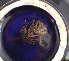 Antik Hollóházi porcelán cukortartó d: 14 cm Kézzel festett, lepattanásokkal