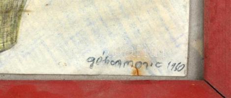 Gábor jelzéssel: Virág csendélet. Ceruza, papír, foltos, üvegezett fa keretben, 29,5x20,5 cm