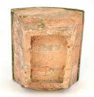 Kályhacsempe. 3 vitéz katonát ábrázoló mázas kerámia. 21x24 cm Apró lepattanásokkal