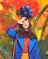 Gulyás jelzéssel: Röpülj páva. Olaj, kollázs, vászon, sérült, 40x30 cm