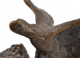 Jelzés nélkül: Bronz turul madár fa talapzaton.  24 cm