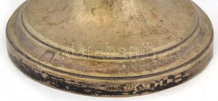 Jelzett alpakka gyertyatartó Abbazia kávéház. 23 cm Sérült