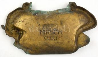 Hirsch Cluj. Kolozsvár jelzéssel: Szecessziós réz tálka. Lány és ördög. Patinás. 21x11,5 cm