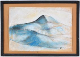 Egry jelzéssel: Hegy. Pasztell, papír, sérült, kartonra kasírozva, fa keretben, 30x43 cm