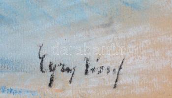 Egry jelzéssel: Hegy. Pasztell, papír, sérült, kartonra kasírozva, fa keretben, 30x43 cm