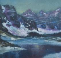 Katona jelzéssel: Hegyvidéki táj. Olaj, karton, fa keretben, 38x55 cm