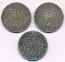 Ausztria 1860A-1861A 1Fl Ag "Ferenc József" (2x) + 1880. 1Fl "Ferenc József" Ag ...