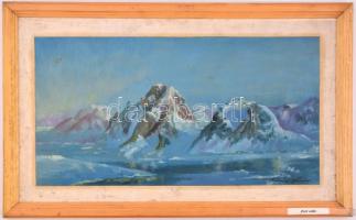 Katona jelzéssel: Hegyvidéki táj. Olaj, farost, fa keretben, 35x60 cm