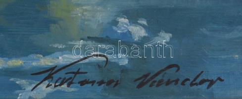 Katona jelzéssel: Hegyvidéki táj. Olaj, farost, fa keretben, 35x60 cm