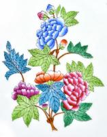 Herendi Viktória mintás hat személyes étkészlet leveses tál nélkül, kézzel festett, jelzett, kis kop...