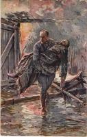 1918 Helden des Roten Kreuzes. Offizielle Karte für Rotes Kreuz. Kriegsfürsorgeamt Kriegshilfsbüro Nr. 629. / WWI Austro-Hungarian K.u.K. military, injured soldier. artist signed (EK)