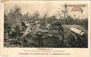 1915 Kriegsbildkarte Nr. 41. Die 30,5 cm Mörser in Feuerstellung in Russisch-Polen. Kriegshilfsbüro / WWI Austro-Hungarian K.u.K. and German military postcard, 30,5 cm caliber mortar cannon in firing position in Russian Poland (small tear)