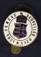 1926. "Zenész Szövetség 1901-1926" zománcozott kitűző T:2